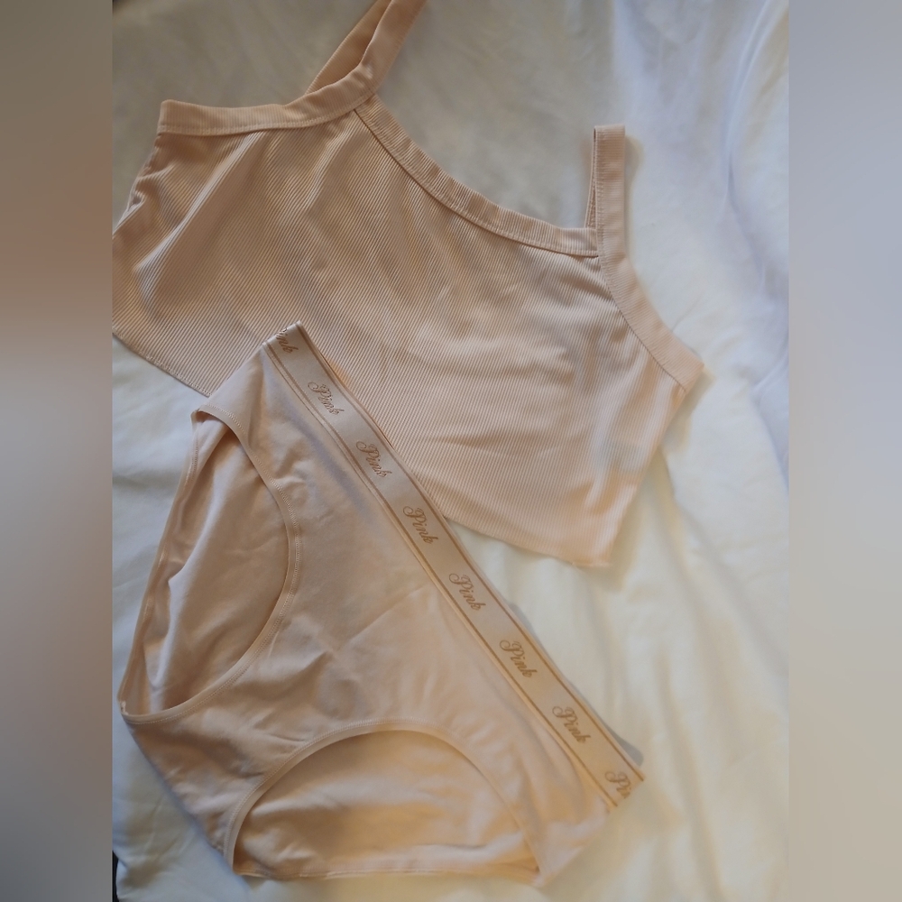 NWOT/ TAN PINK Panties (Lg) w/Shein  Ribbed Top (XL).